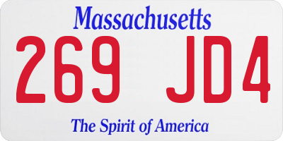 MA license plate 269JD4