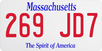 MA license plate 269JD7