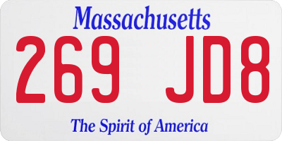 MA license plate 269JD8