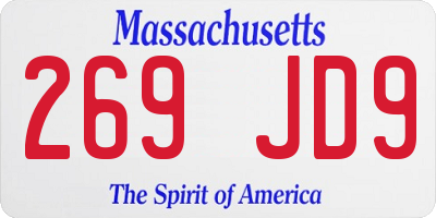 MA license plate 269JD9