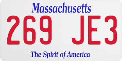 MA license plate 269JE3