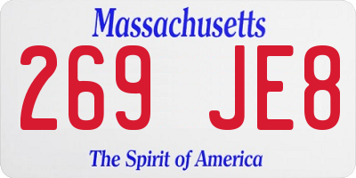 MA license plate 269JE8
