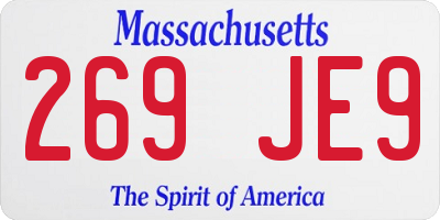 MA license plate 269JE9