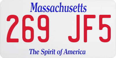 MA license plate 269JF5
