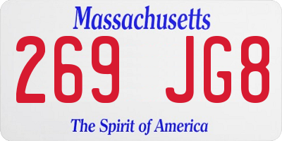 MA license plate 269JG8