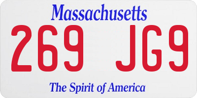 MA license plate 269JG9