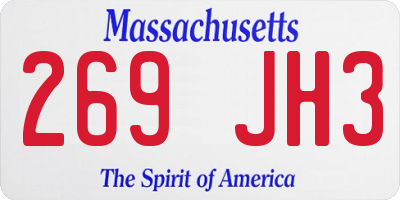 MA license plate 269JH3