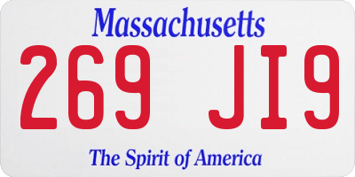 MA license plate 269JI9