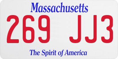 MA license plate 269JJ3