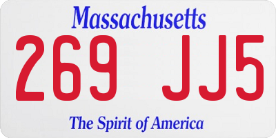MA license plate 269JJ5
