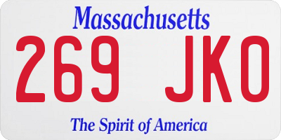 MA license plate 269JK0