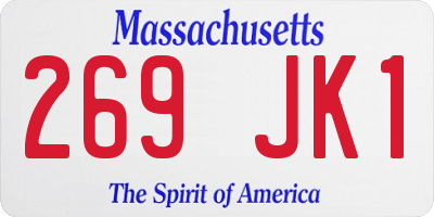 MA license plate 269JK1