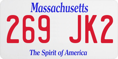 MA license plate 269JK2