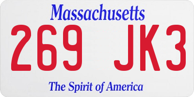 MA license plate 269JK3