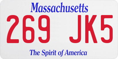 MA license plate 269JK5