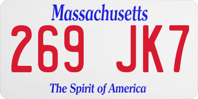 MA license plate 269JK7
