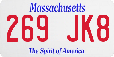 MA license plate 269JK8