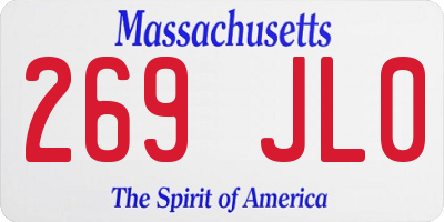 MA license plate 269JL0