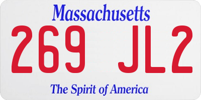 MA license plate 269JL2