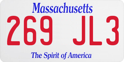 MA license plate 269JL3
