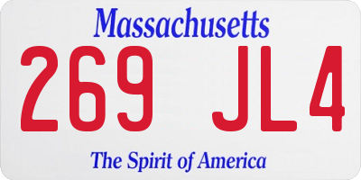 MA license plate 269JL4