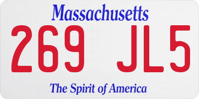 MA license plate 269JL5
