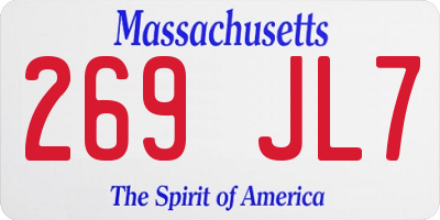 MA license plate 269JL7