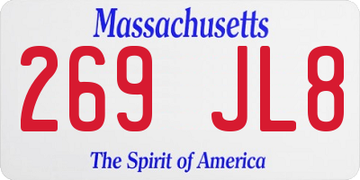 MA license plate 269JL8