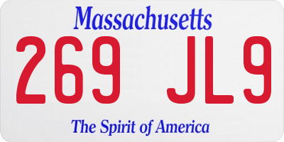 MA license plate 269JL9