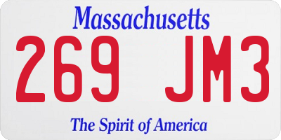 MA license plate 269JM3