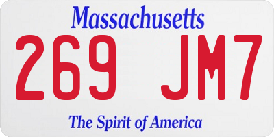 MA license plate 269JM7