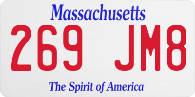 MA license plate 269JM8