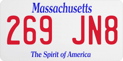 MA license plate 269JN8