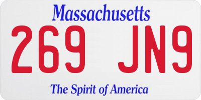 MA license plate 269JN9