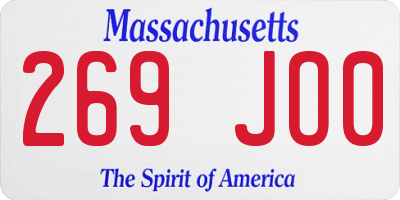 MA license plate 269JO0