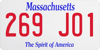 MA license plate 269JO1