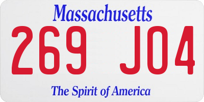MA license plate 269JO4