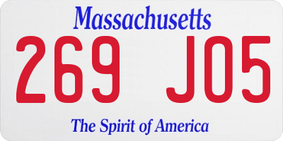 MA license plate 269JO5