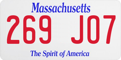MA license plate 269JO7
