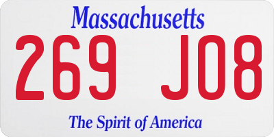 MA license plate 269JO8