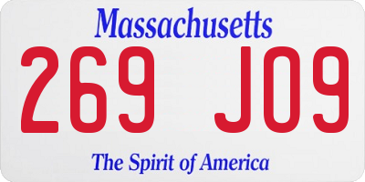 MA license plate 269JO9