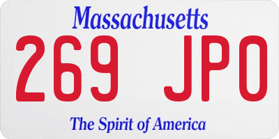 MA license plate 269JP0