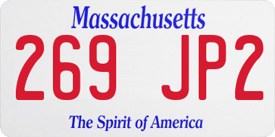 MA license plate 269JP2