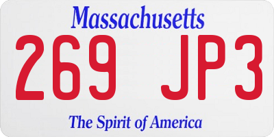 MA license plate 269JP3