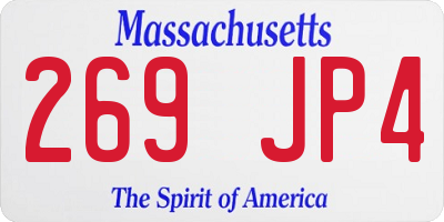 MA license plate 269JP4