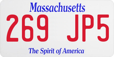 MA license plate 269JP5