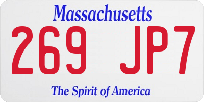 MA license plate 269JP7