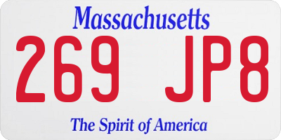 MA license plate 269JP8