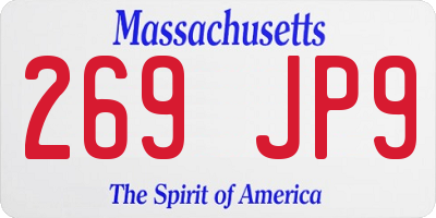 MA license plate 269JP9