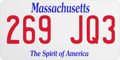 MA license plate 269JQ3